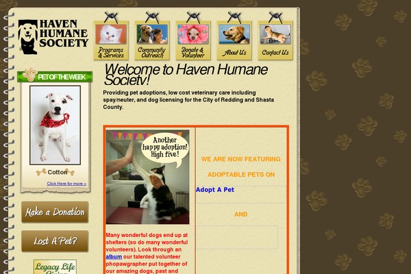 havenhumane.net site used Petfinder2013