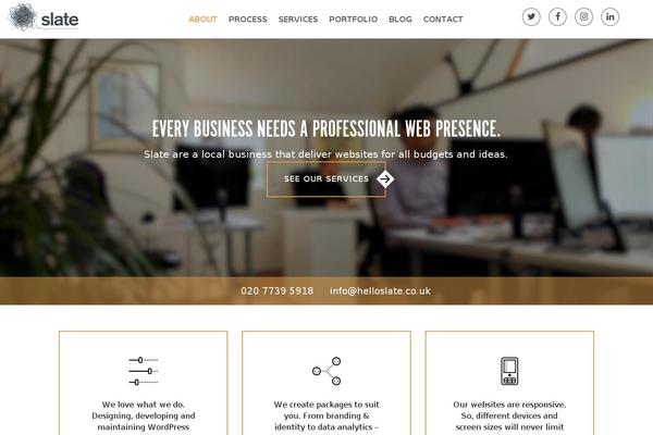 Slate theme site design template sample