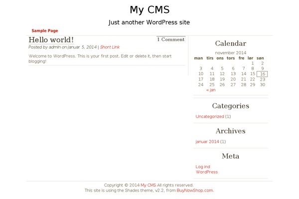 Shades theme site design template sample