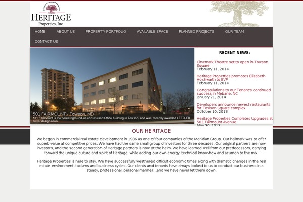 heritagepropertiesinc.com site used Avando