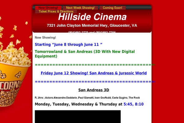 hillsidecinema.com site used Popcorn