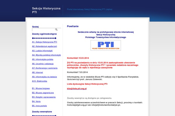 historiainformatyki.pl site used Blue Grey White