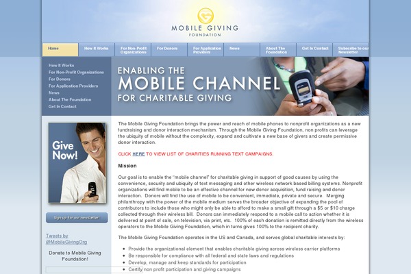 hmgf.org site used Mobilegiving
