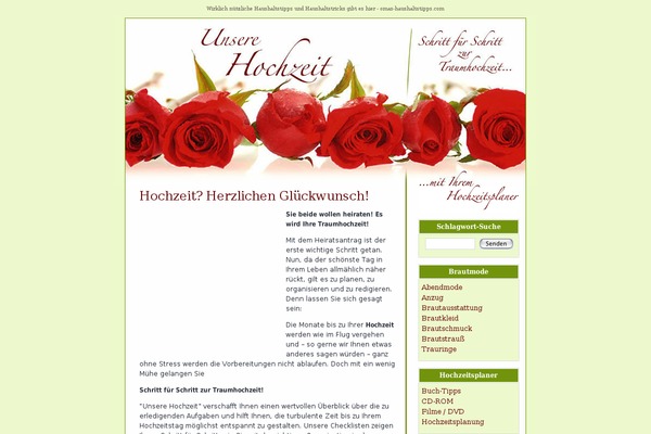 Hochzeit theme site design template sample