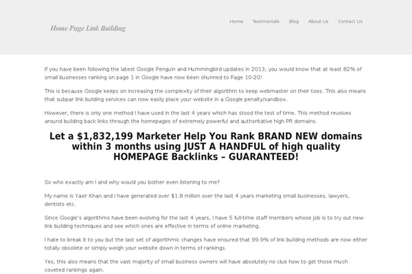 homepagelinkbuilding.com site used Finch