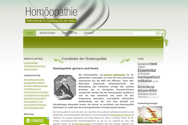 homeopathie theme websites examples