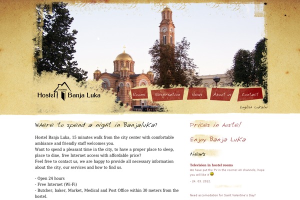 Hostel theme site design template sample