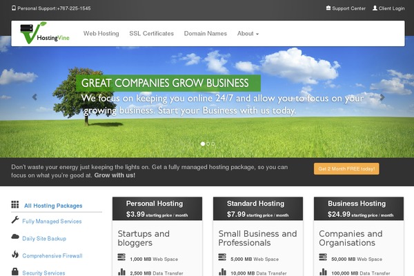 hostingvine.com site used Vine