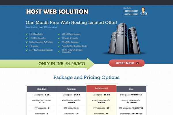 Webhosting theme site design template sample