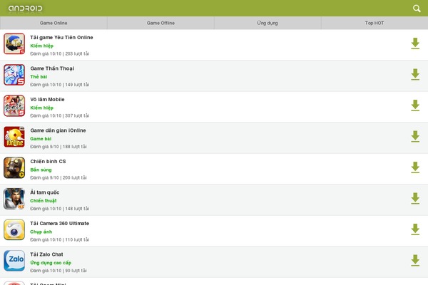 Android theme site design template sample