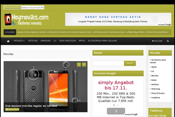 hoymoviles.com site used Coquito