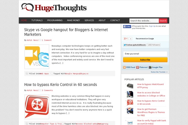hugethoughts.com site used Modern Portfolio Pro