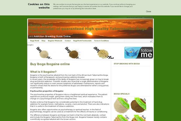 ibogaworld.com site used Woocommerce-shopping-cart-pro