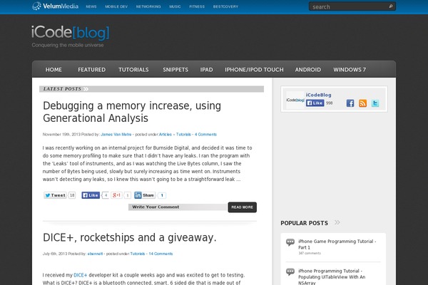 Site using Sociable plugin