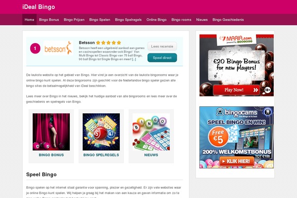 idealbingo.nl site used Bingotheme