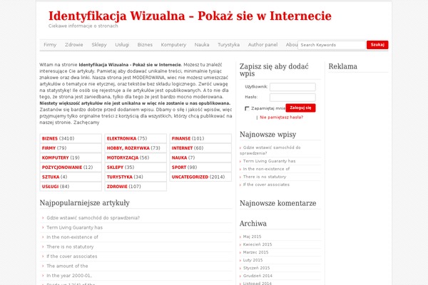 Article Directory theme site design template sample