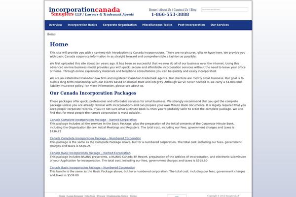 incorporationcanada.ca site used Headway