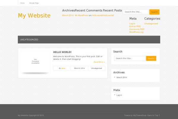 Bloggie theme site design template sample