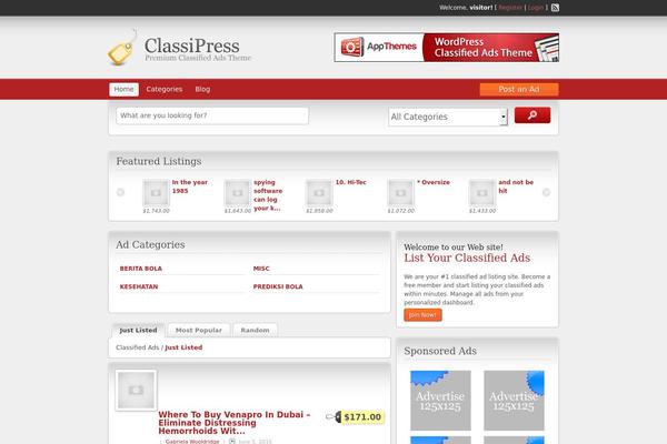 ClassiPress theme site design template sample