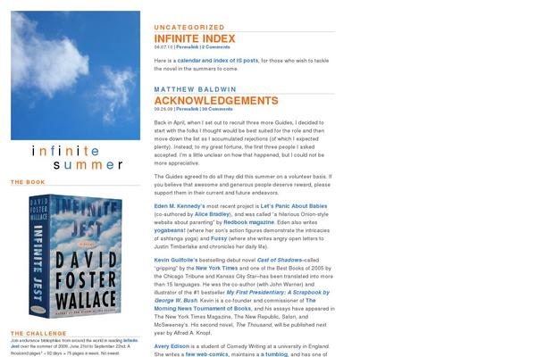 infinitesummer.org site used Upstart Blogger Minim