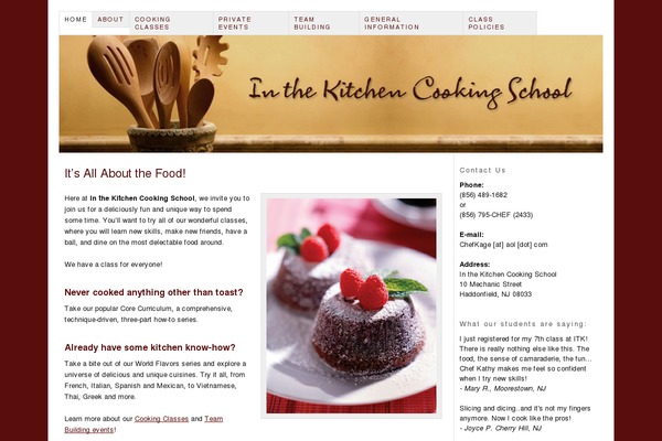 inthekitchencookingschool.com site used Thesis 1.8
