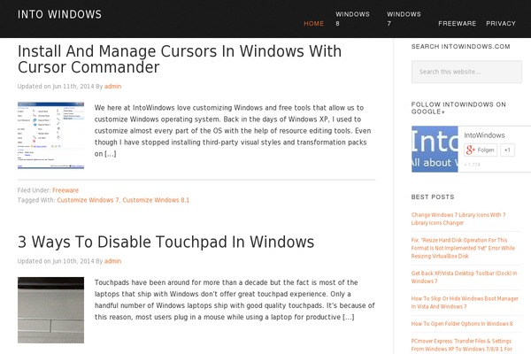 intowindows.com site used Eleven40 Pro