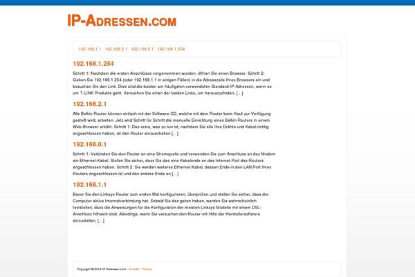 ip-adressen.com site used Light and Modern