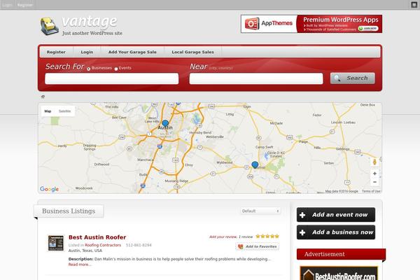 Vantage theme site design template sample