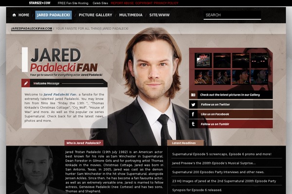 jaredpadaleckifan.com site used Jaredfan