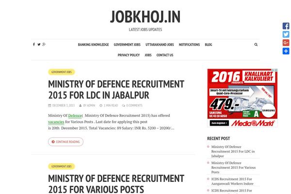 jobkhoj.in site used Twenty Sixteen