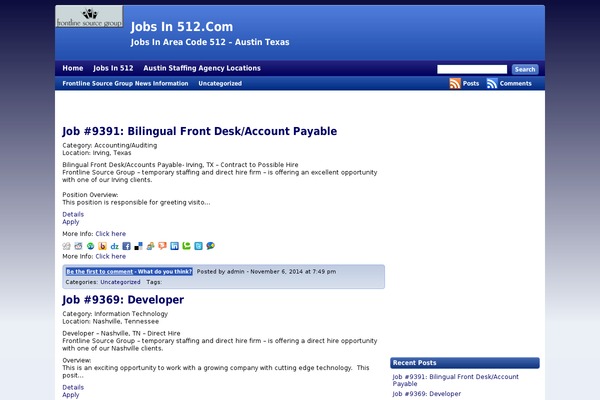 jobsin512.com site used HeatMap Adsense Theme