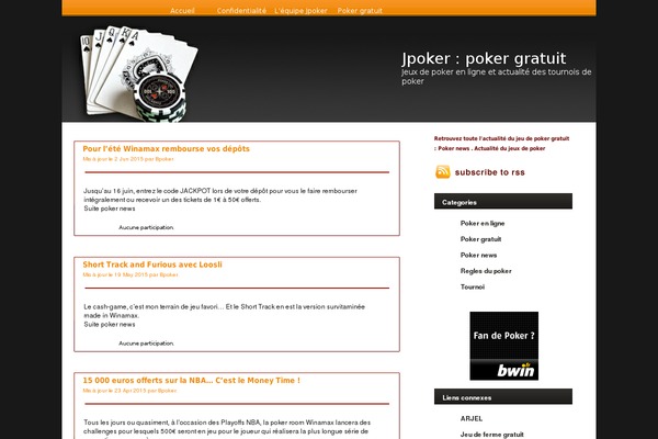 jpoker.fr site used Poker