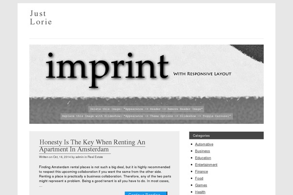 Imprint theme site design template sample