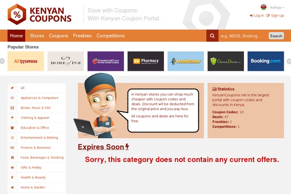 kenyancoupons.net site used Color