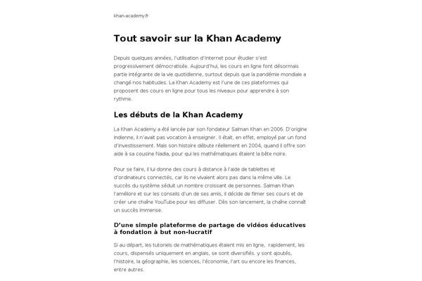 khan-academy.fr site used Arke