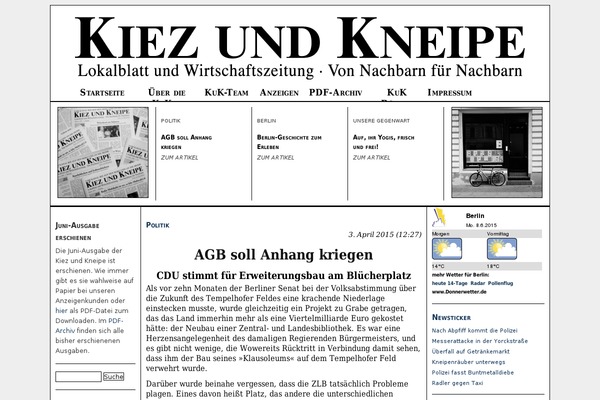 kiezundkneipe.de site used German Newspaper
