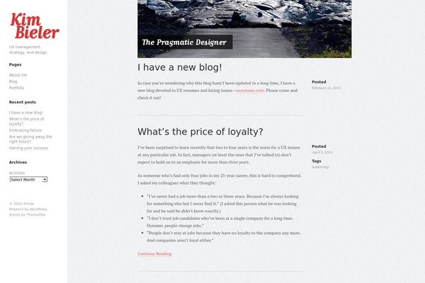 Artiste theme site design template sample