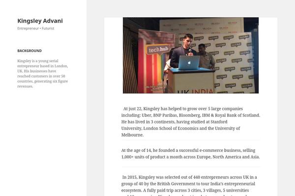 kingsleyadvani.com site used Twenty Fifteen