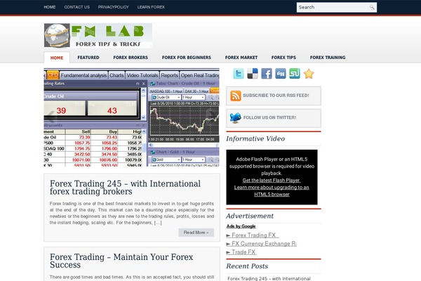Forex theme site design template sample