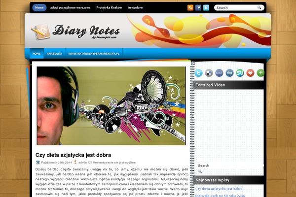 Diarynotes theme site design template sample