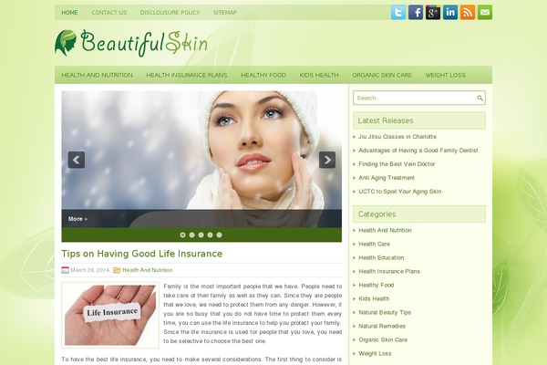 Beautifulskin theme site design template sample