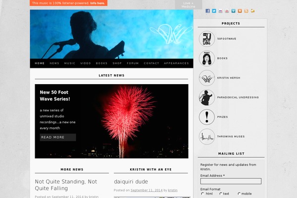 Site using CASH Music Flower plugin
