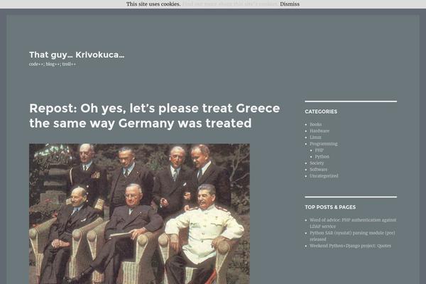 Site using Implied Cookie Consent plugin