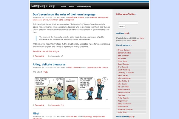 languagelog.com site used Phoenixblue