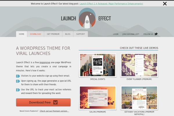 Launch Effect theme site design template sample