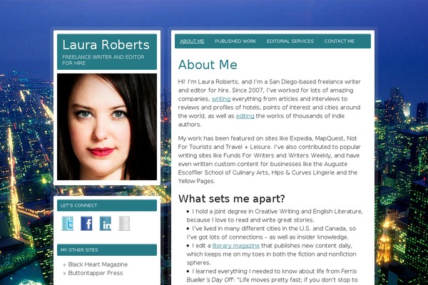 Writers theme site design template sample