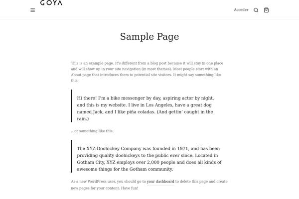 Goya-child theme site design template sample