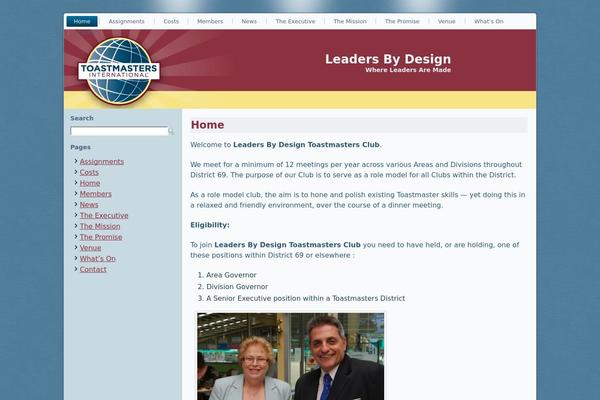 leadersbydesign.org.au site used My_toast_home_maroon_yellow_blue_background_v4_left_single_column
