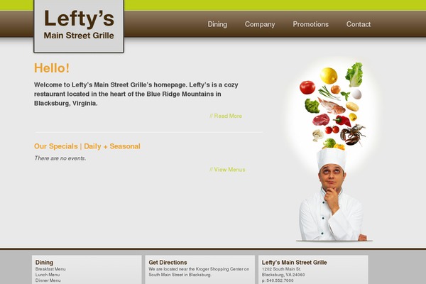 leftysgrille.com site used Leftystheme