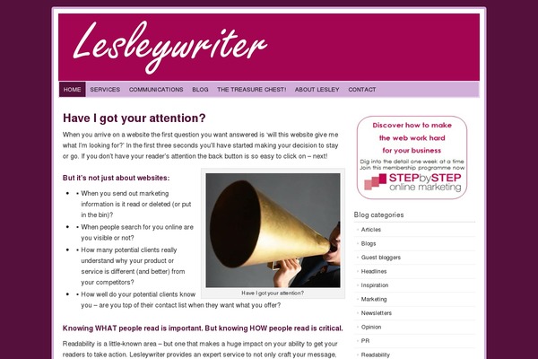 lesleywriter.com site used Insidenews